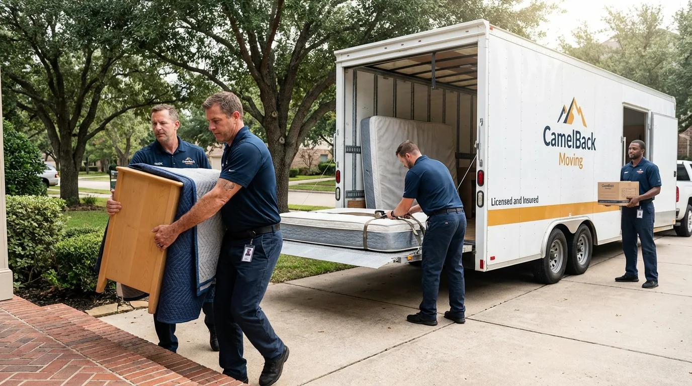 Crew loading residential truck for cross-state move from Yalaha, FL