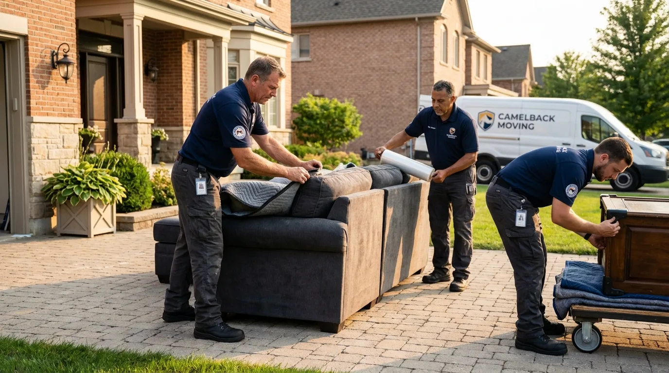 Large estate moving crew wrapping furniture in Yalaha, FL